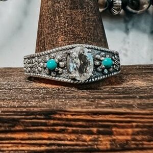 The Roaming Buffalo Western Wanderlust Ring  Sterling Silver, Turquoise And CZ